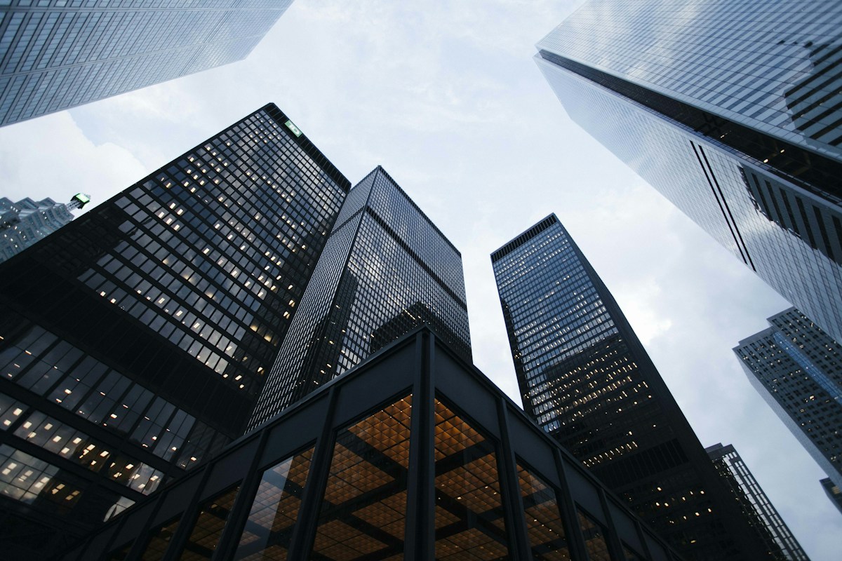 Modern commercial buildings and glass façades